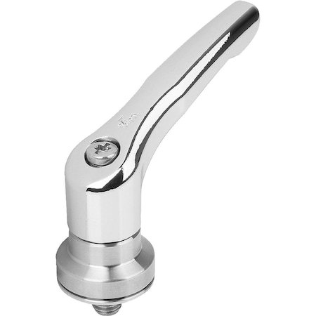 Adjustable Handle W Clamp Force Intensif Size:5 M12X30, Zinc High-Gloss Chromed, Comp:Stainless